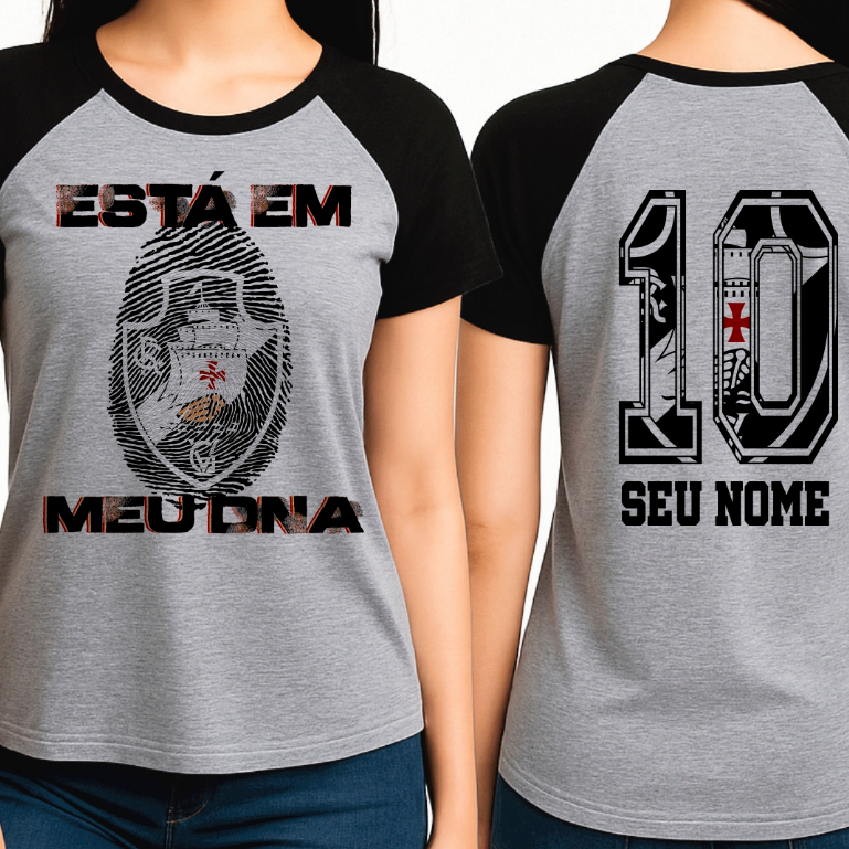 Vasco da Gama Camiseta Feminina Com Nome personalizado