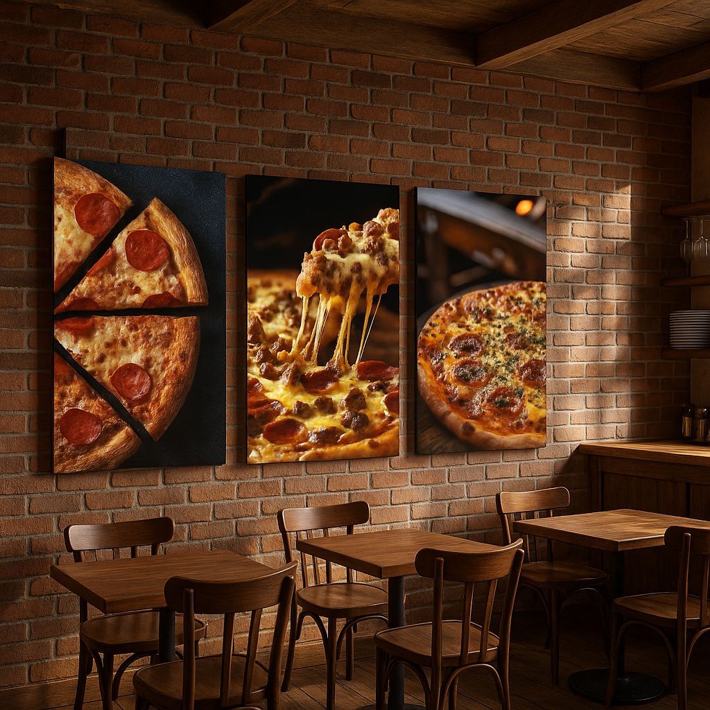 QUADRO DECORATIVO KIT 3 PEÇAS PIZZA DECORAÇÃO PIZZARIA/COMÉRCIO PROFISSIONAL PLACA MDF