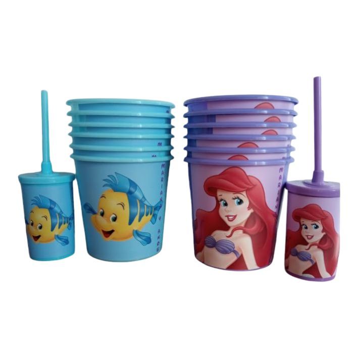 15 kit cinema Princesa Ariel/balde 1 lt/copo 200ml em Oferta na Shopee