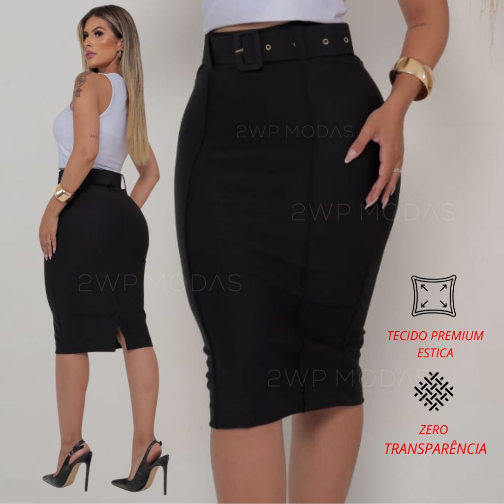 Saia Evangelica Feminina Social Secretaria Trabalho Igreja Cintura Alta em Oferta na Shopee