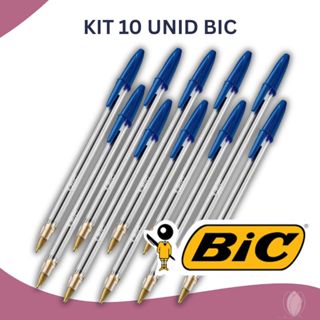 Kit 10 Canetas Esferográficas BIC Cristal Azul 1.0mm - Escrita Média e Macia em Oferta na Shopee