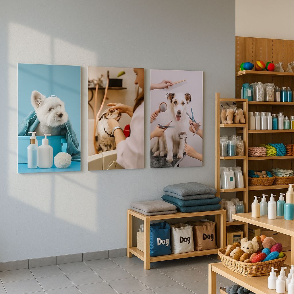 QUADRO DECORATIVO KIT 3 PEÇAS ANIMAIS DECORAÇÃO PET SHOP PLACA MDF