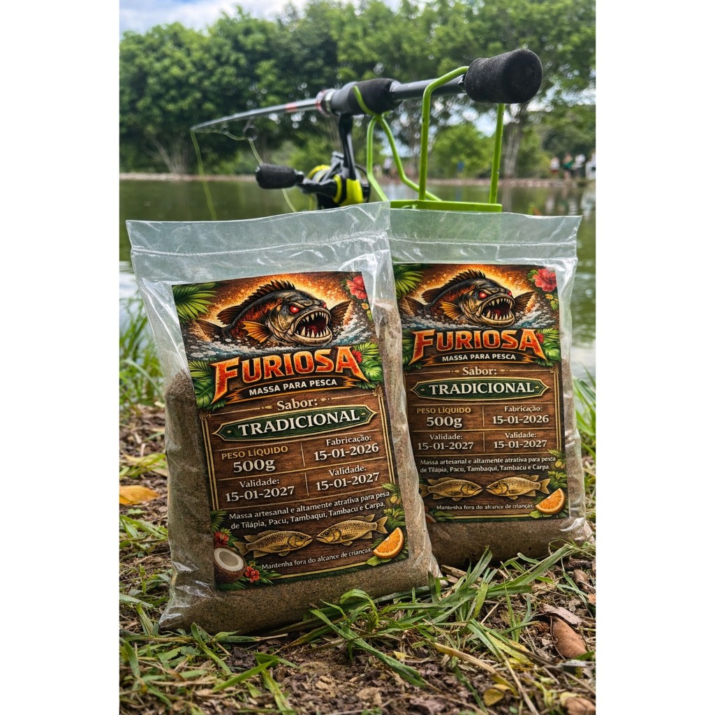 Isca para pesca Massa FURIOSA Tradicional - 500g para peixes Tilápia, Tambaqui, Tambacu, Pacu, Carpas.. em Oferta na Shopee