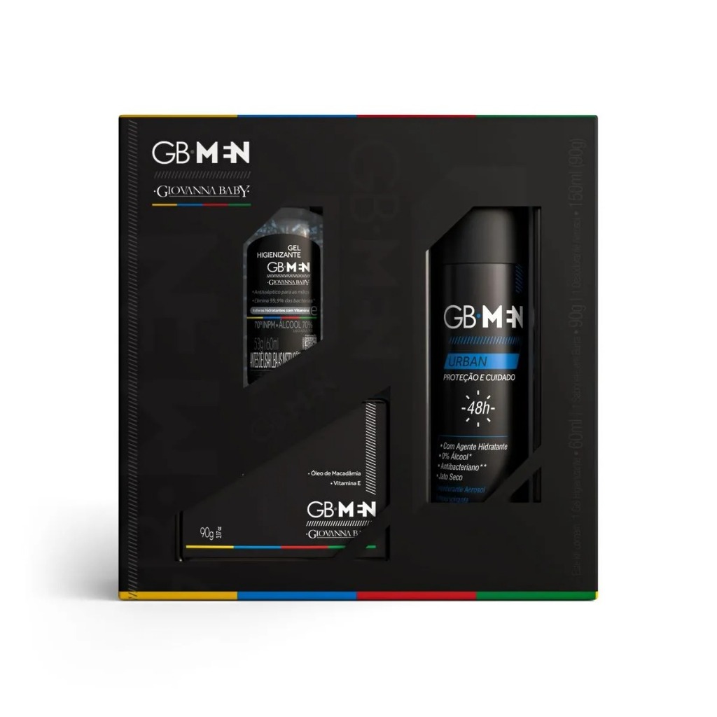 Giovanna Baby GB Men Kit Clean Care (aero+sab.Barra veg + gel) Cuidados Masculinos Gel Hig+Sabonete