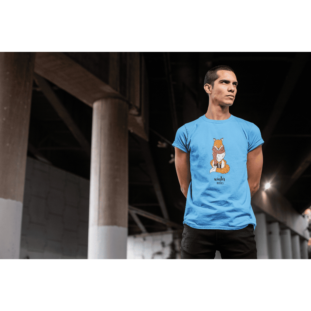 Camiseta Estampada Masculina Winter Animals Camisa T Shirt 100% Algodão Gola Redonda Manga Curta