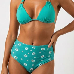 Sunquini Cintura alta hot pants conjunto com bojo e forro
