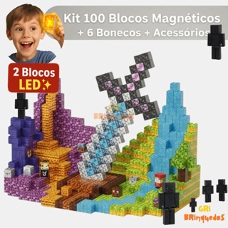 Blocos magnéticos Construção Brinquedos Cubo Magnético Mundo Pixelado Brinquedo Menino Menina em Oferta na Shopee