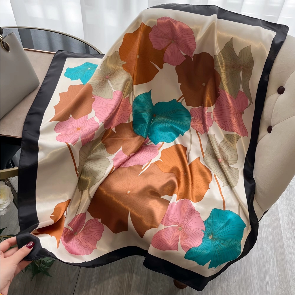 Lenço Feminino Cetim 90x90 Grande Estampado Moda Verão em Oferta na Shopee