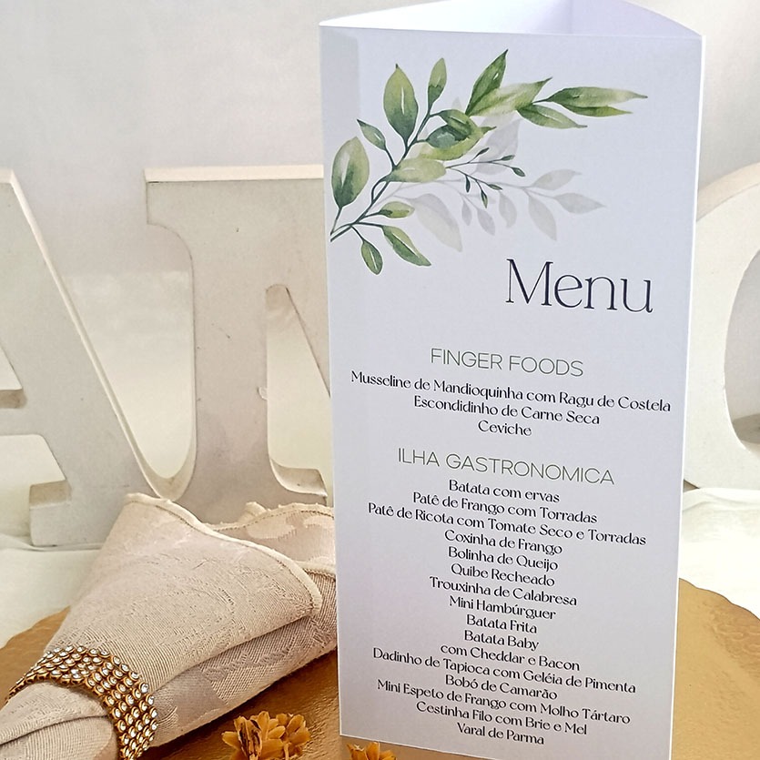Menu Casamento Modelo Prisma com Florais Modernos – Vários modelos em Oferta na Shopee