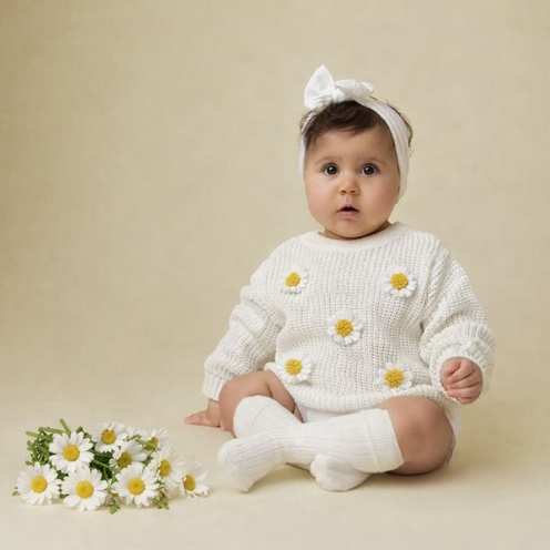 Suéter Tricô Margarida Bebê Inverno Blusa Infantil em Oferta na Shopee