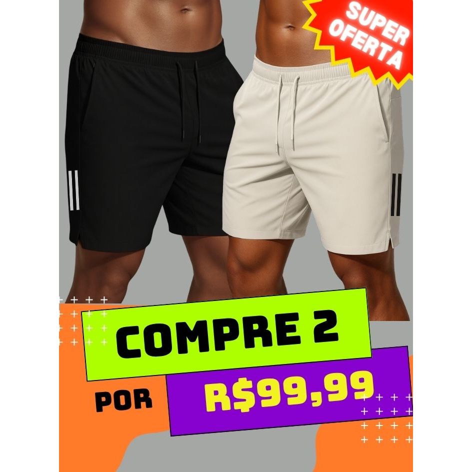 Kit 2 Short Esportivo Masculino Corrida e Academia – Bermuda para Academia Corrida Treino Mergulho Praia