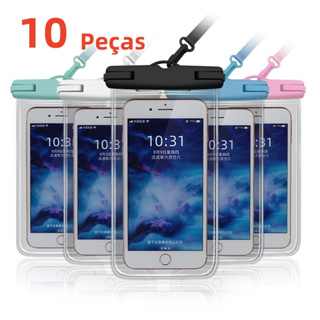 Kit 10 Capa Celular A Prova D'Água Transparente Universal em Oferta na Shopee