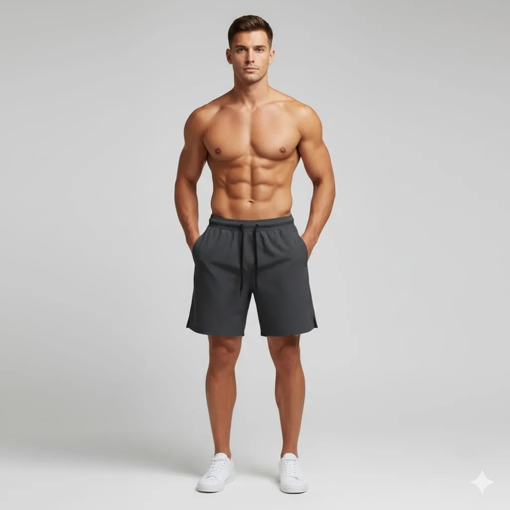 Short TACTEL c/Elastano CINZA Masc.- Bermuda básica Lisa, Praia, Leve, Confortável, Treino, Academia