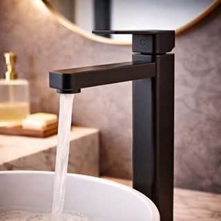 Torneira Bica Alta Monocomando | Água Quente e Fria | Aço Inox Preta Resistente e Durável em Oferta na Shopee