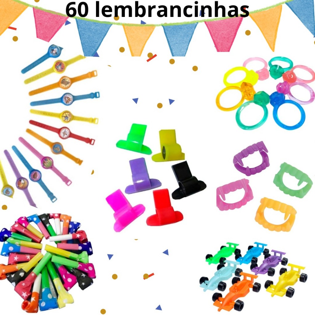 Kit 60 Mini Brinquedinhos, Aniversário Festa Lembrancinha Saquinho Surpresa