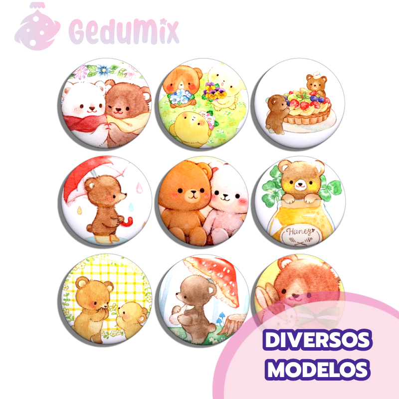 KITs Bottons Broches Ursinhos Usos Aesthetic Bears Cute