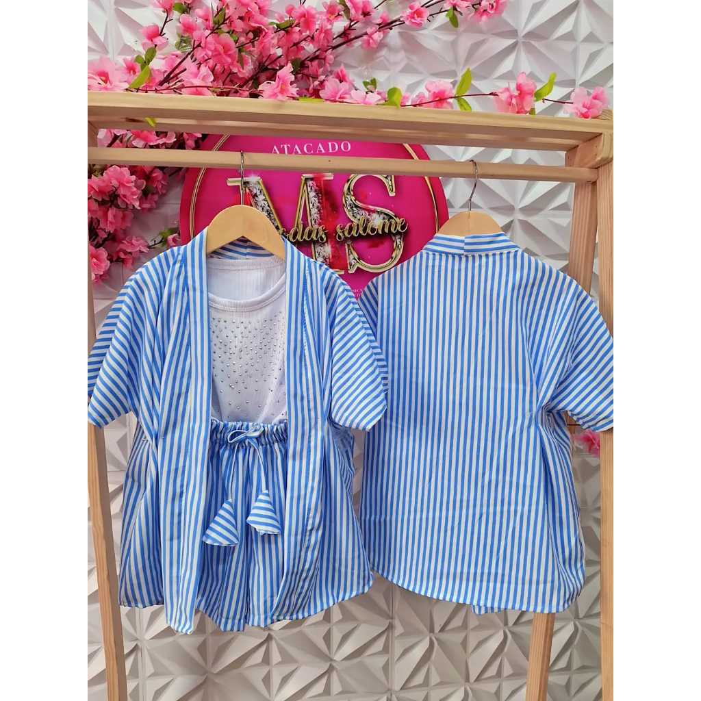 Kimono juvenil-infantil estampado  2 peças verão em Oferta na Shopee
