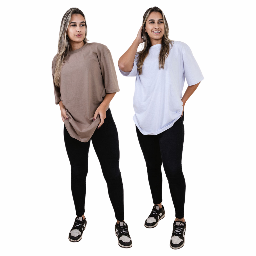 kit 2 Camiseta Feminina Oversized Estilo de Rua Academia Treino Cross Fit Caminhada ou 1