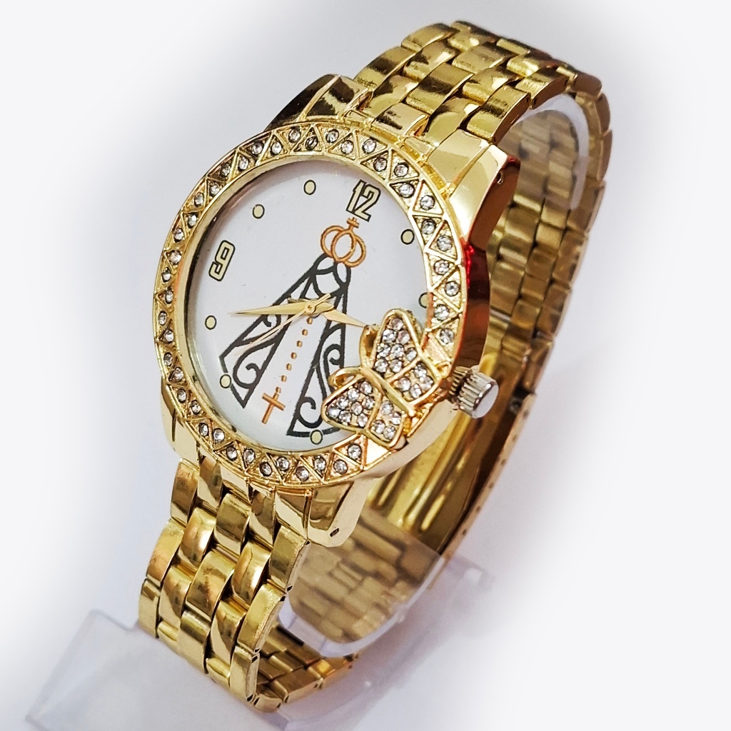 Relógio Nossa Senhora Aparecida Feminino Relógio Dourado Nossa Senhora em Oferta na Shopee