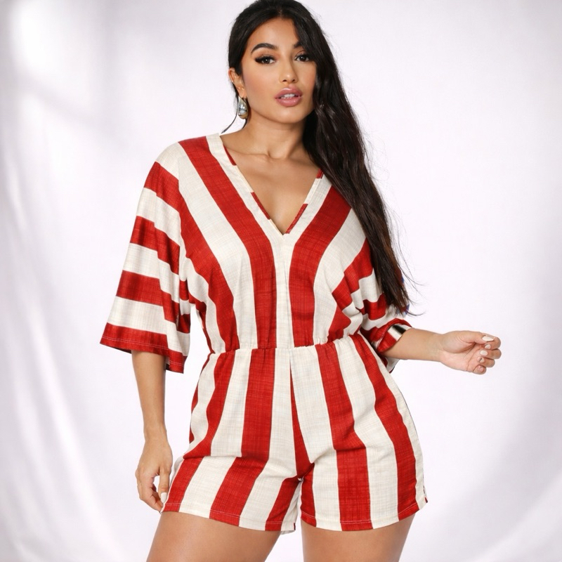 Macaquinho  Envio Rápido Listra Grossa casual moda verão em Oferta na Shopee