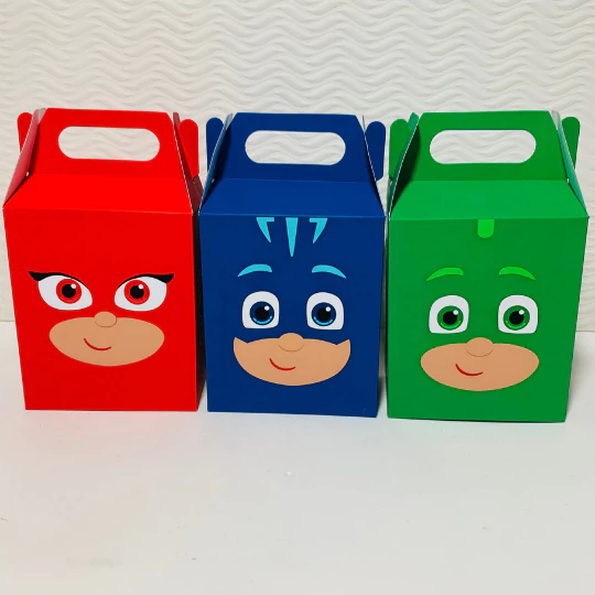 Kit Pj Masks Face - Caixinha personalizada dupla face - decoração - festa - infantil - Pegue e Monte