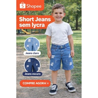 Bermuda Jeans Infantil Masculina Destroyed – Confortável, Moderna e Estilosa em Oferta na Shopee