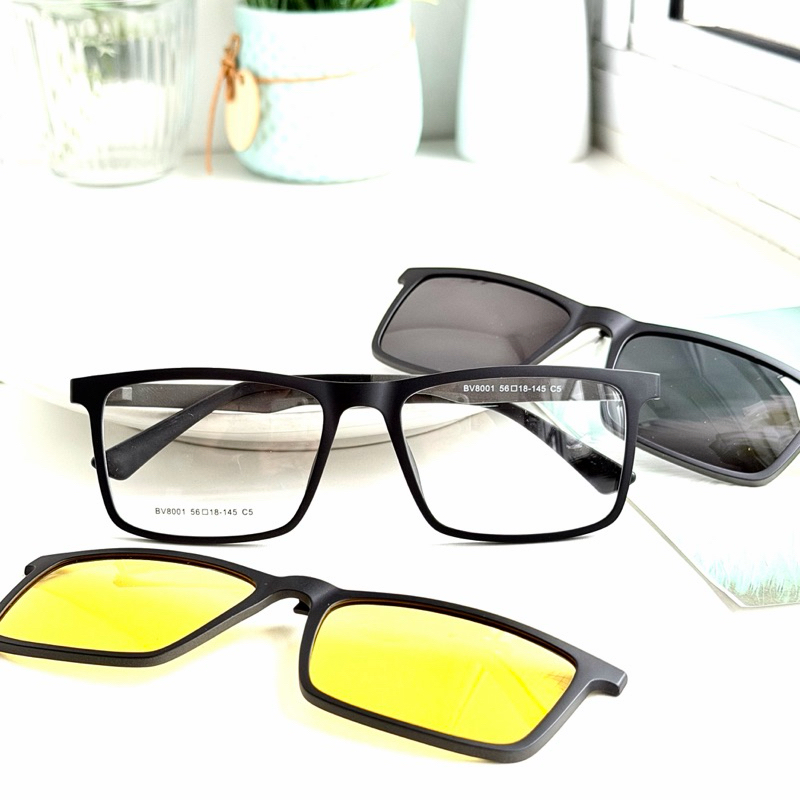 Armação de óculos Masculino Clipon 3 Em 1 Com titânio Bem leve e Resistente Lente polarizada com lente amarelo BV8001
