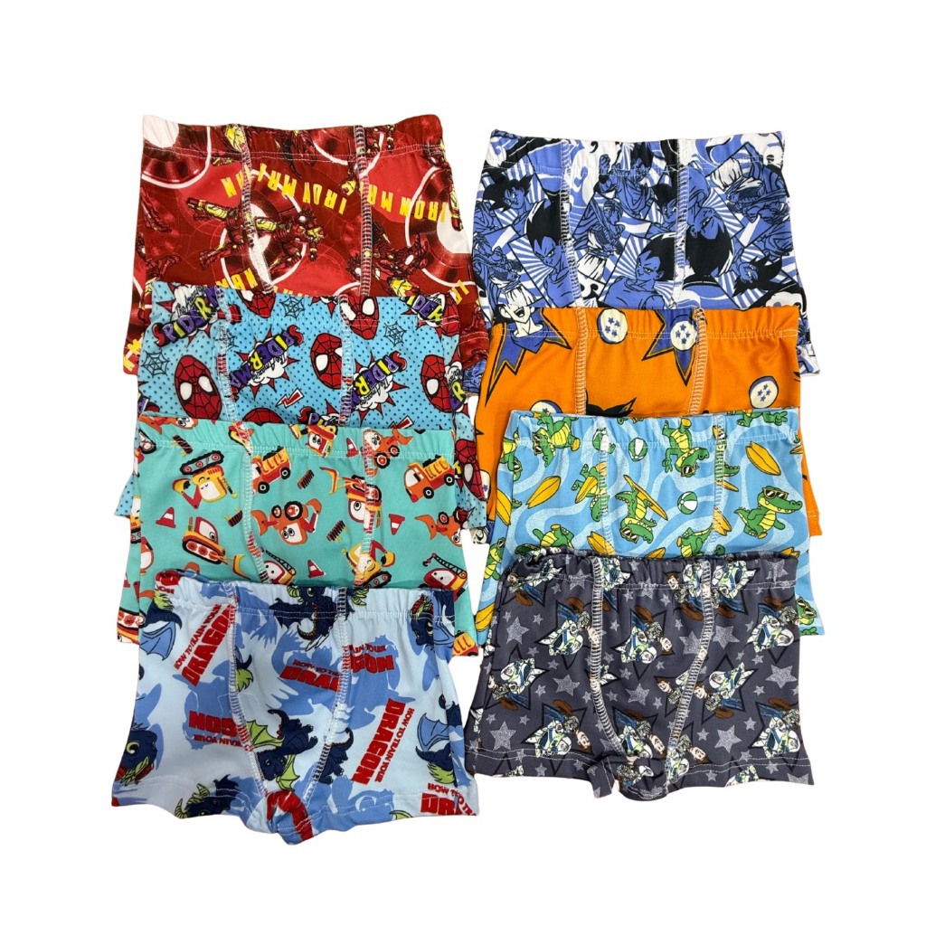 Kit 10 Cueca Box Infantil Menino Boxer Microfibra com forro Desfralde Estampas Variadas