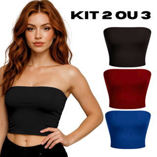 Kit 2 ou 3 Top Cropped Tube Tomara que Caia Blogueira em Oferta na Shopee