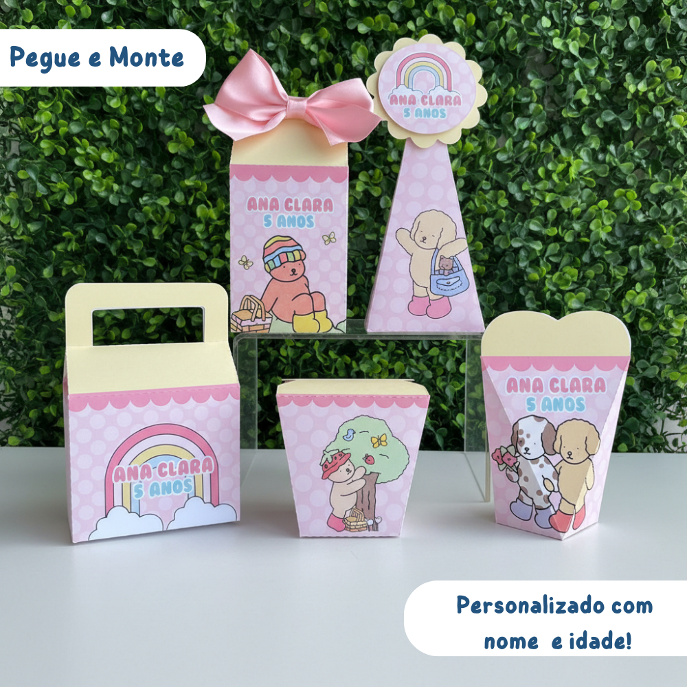 Kit Festa Urso de Colorir Bob Gods Pegue e Monte Personalizado | Lembrancinha para aniversário infantil