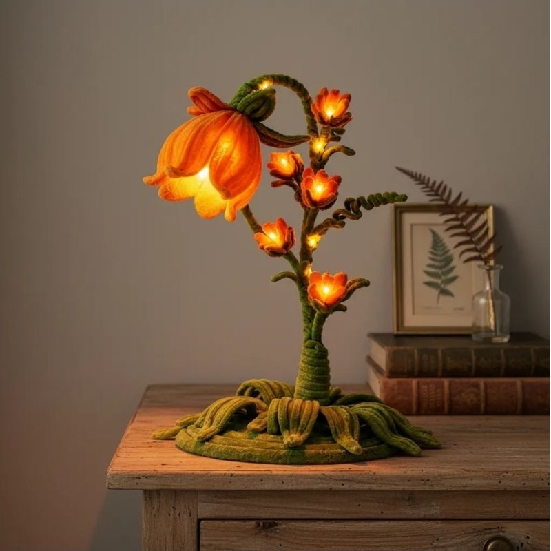 Abajur de Mesa Tulipas Encantadas Luminária Luzes de Fada LED Tulipa Flor Mágica Flores