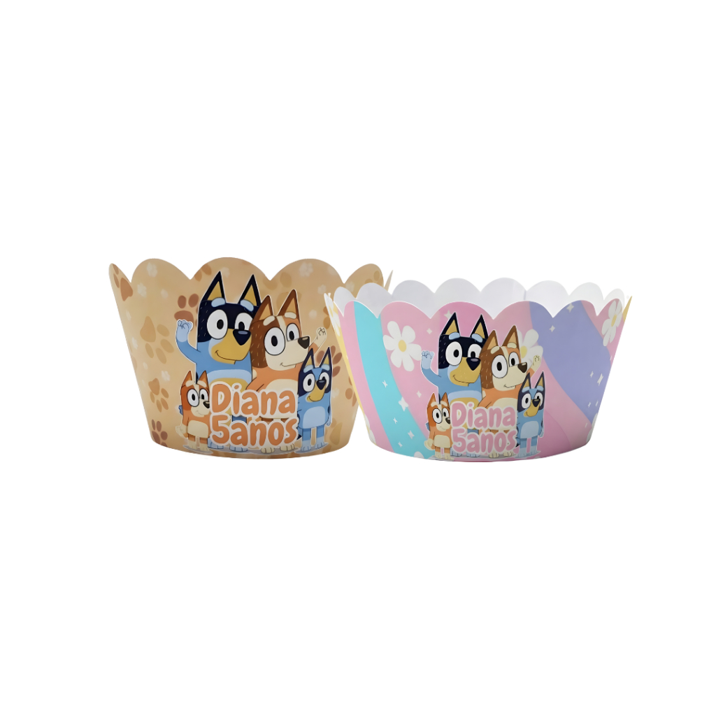 Kit Saia para Cupcake Bluey - com nome - Tamanhos Padrão-Envio Rápido