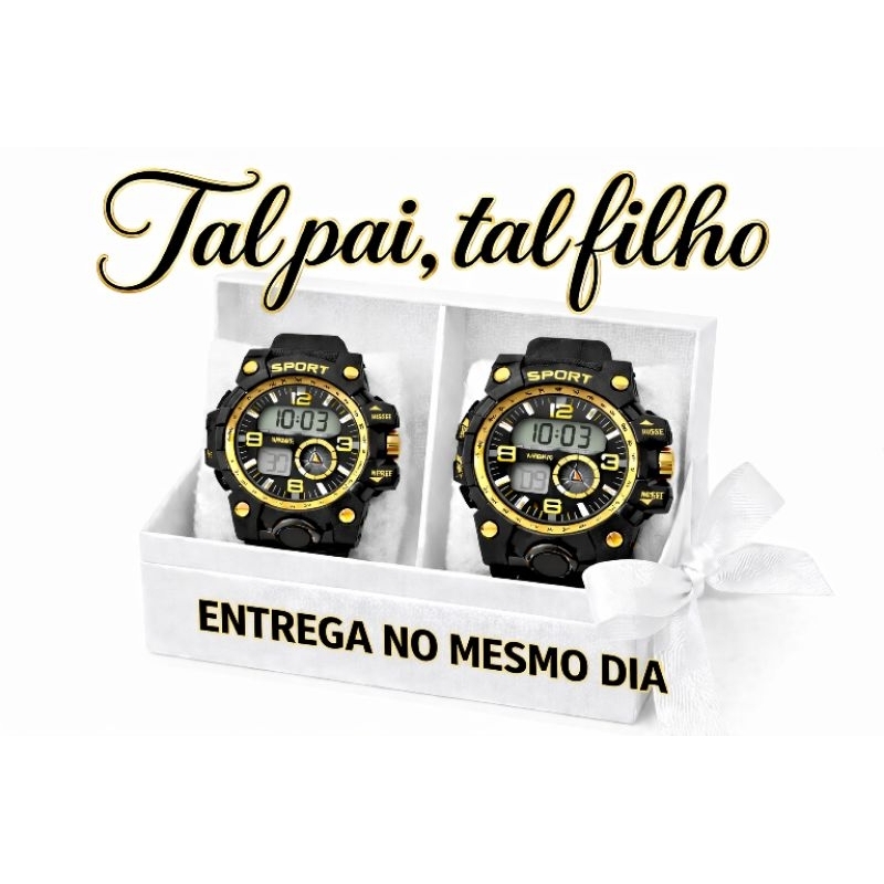 Relógios Pai e Filho / Pai e Filha – Tal Pai, Tal Filho – Kit Presente com LED – Envio Imediato
