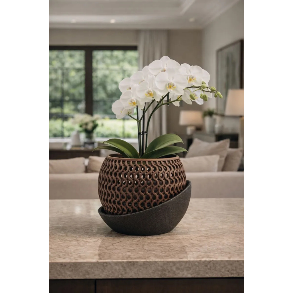 Vaso para Orquídea com Furo de Drenagem 13cm | Cachepot Decorativo Moderno