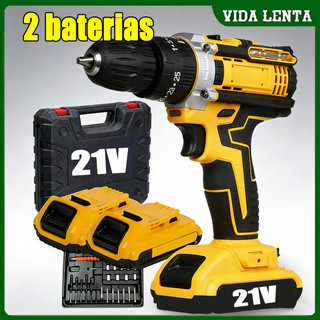 Parafusadeira Furadeira 21V 2 Baterias Com Maleta e Acessórios Completo