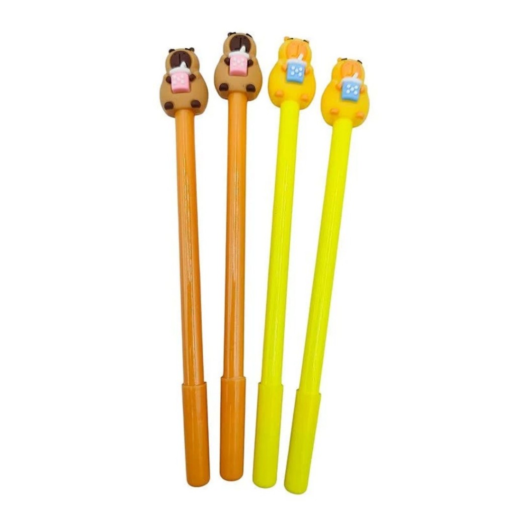 Caneta Gel Ponta Fina 0.5mm Capivara Bebendo Suco | Papelaria Criativa | Amarela e Laranja em Oferta na Shopee