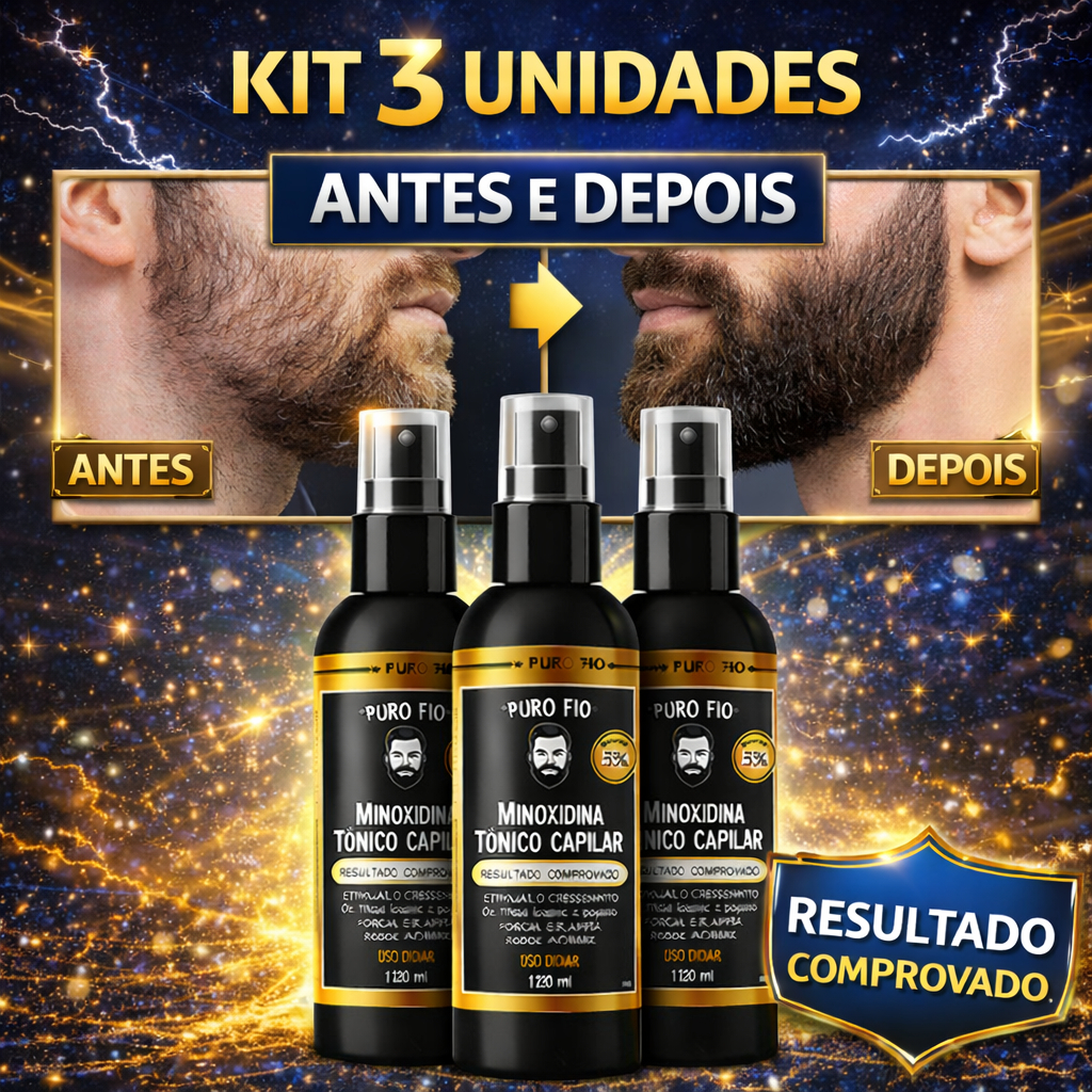 KIT 3X Tônico Capilar Cavanhaque Bigode Barba Cabelo Pro Barber Crescimento Fortalecedor antiquebra Envio Imediato