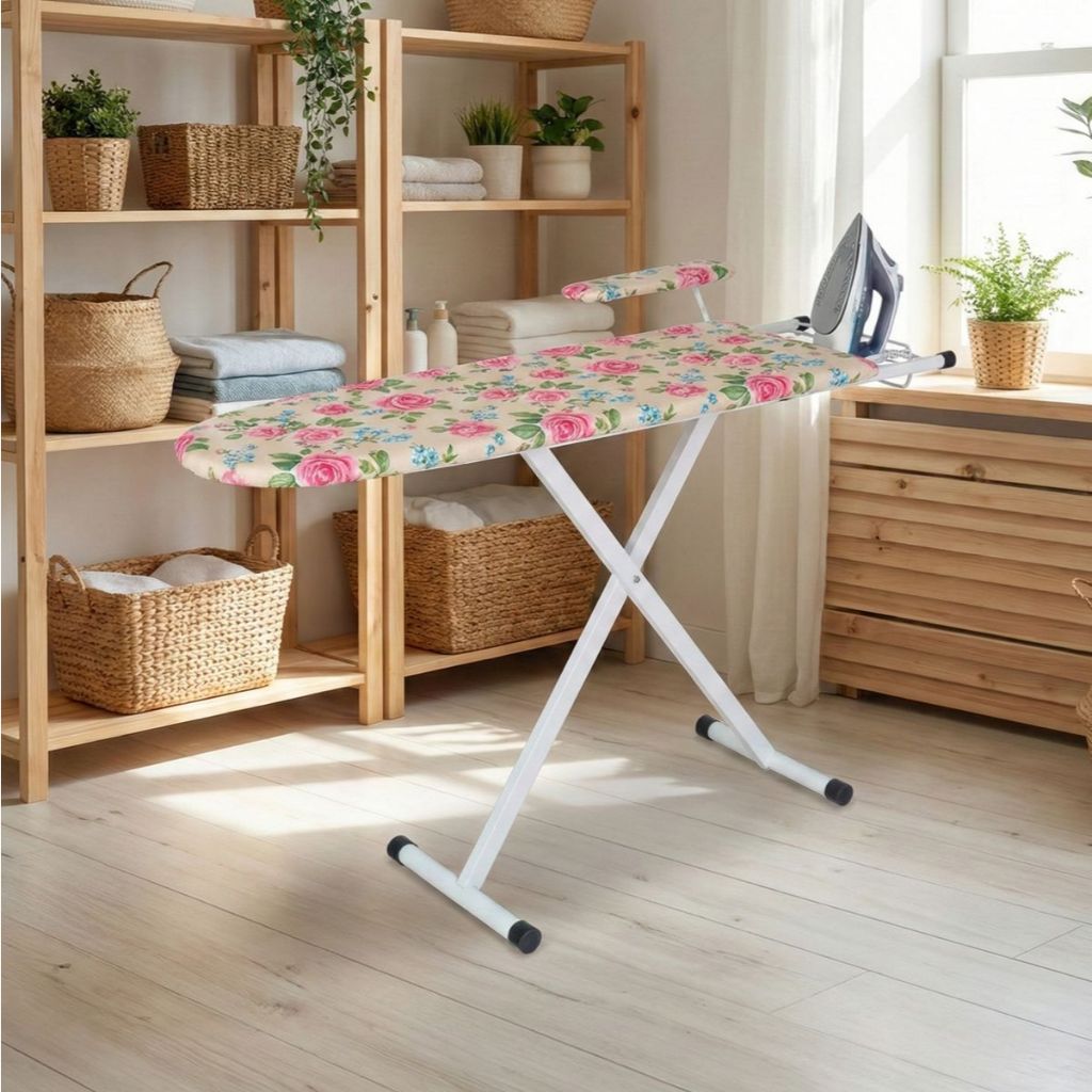 Tábua Passar Roupa Dobrável Passadeira Grande C/ Passa Mangas Mesa Portátil Reforçada Com Porta Ferro