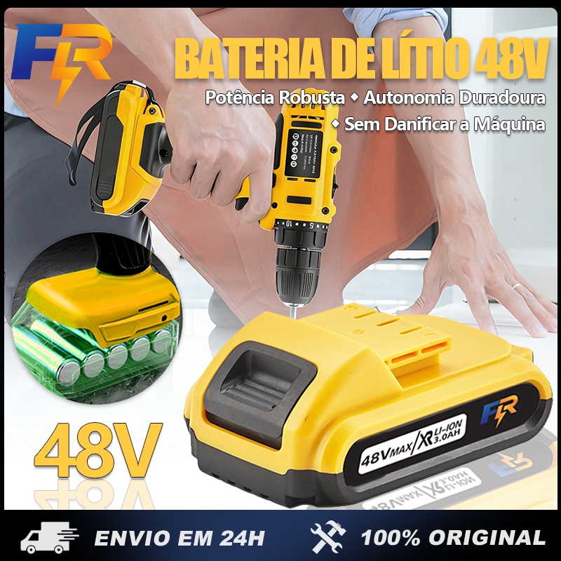 Bateria Para Furadeiras de Lítio 48V/21V célula de bateria 18650 longa Duração Resistente em Oferta na Shopee