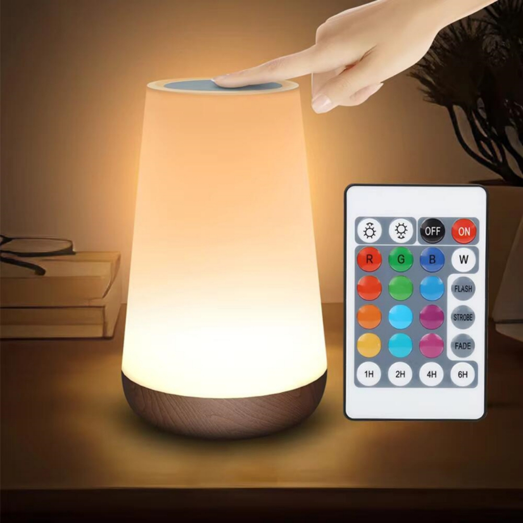 Luminária Luz Noturna com Controle Remoto Com Touch Recarregável com 13 cores led
