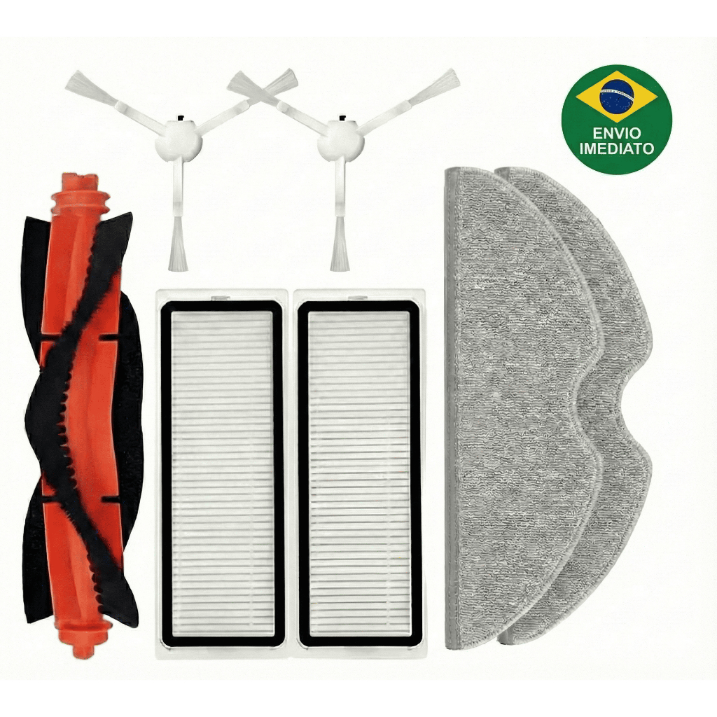 Kit Reposição Robô Aspirador Xiaomi 2C 1C Vacuum Mop Mijia Escova Filtro HEPA Pano Branco