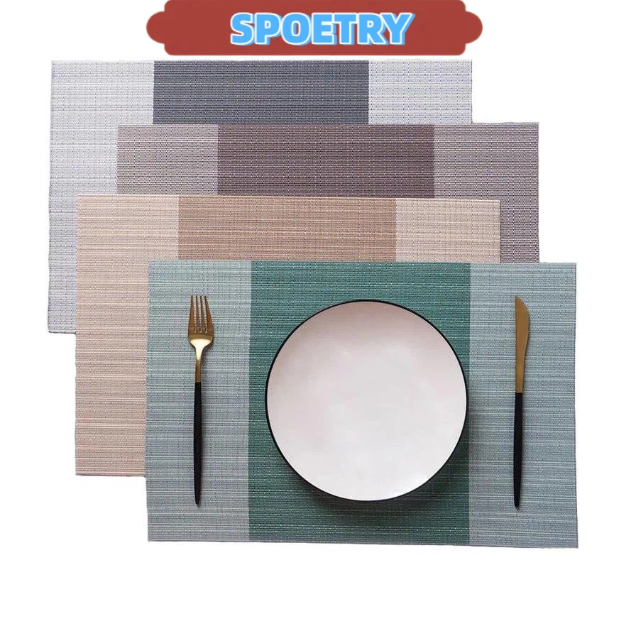 Kit 6 Jogo Americano Mesa Jantar Material De Pvc Descanso De Prato Mesa Jantar Modelo Quadrado