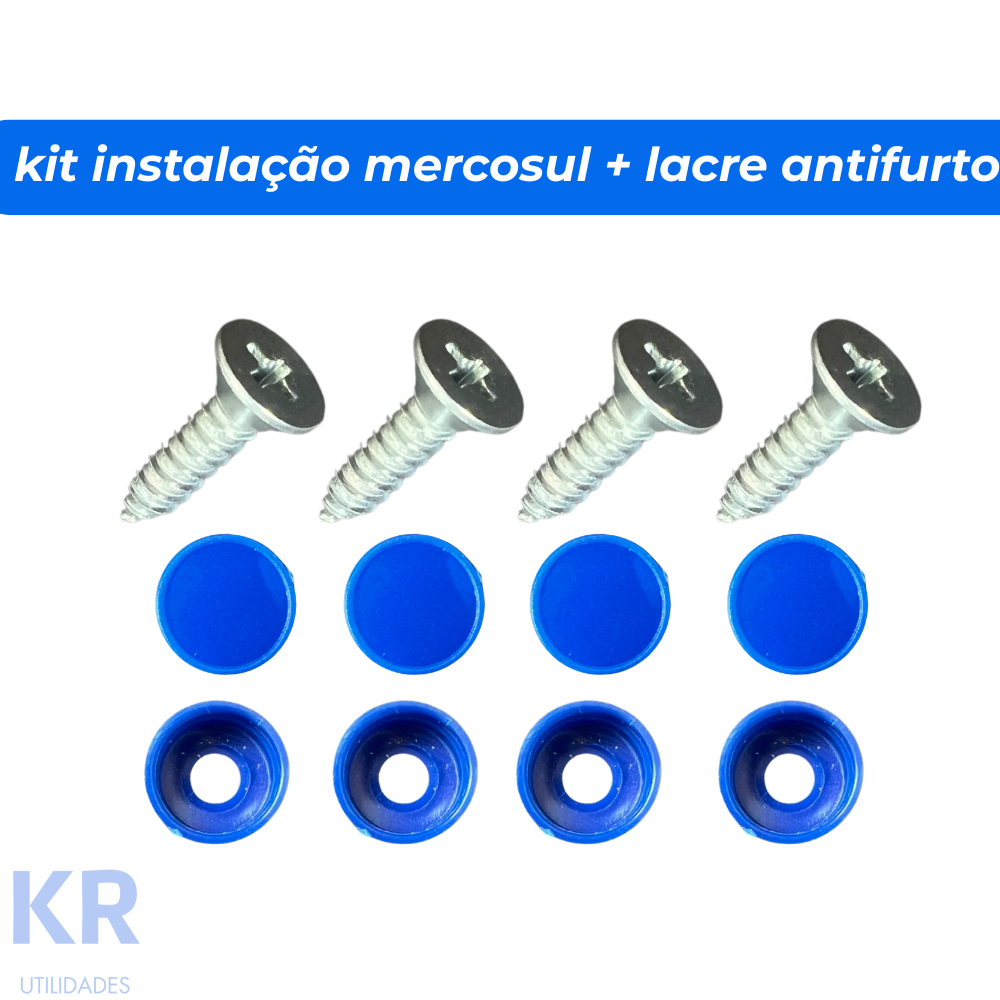 Kit Parafusos Placa Mercosul Carro + Lacre Antifurto + Acabamento – Fixação Placa Automotiva