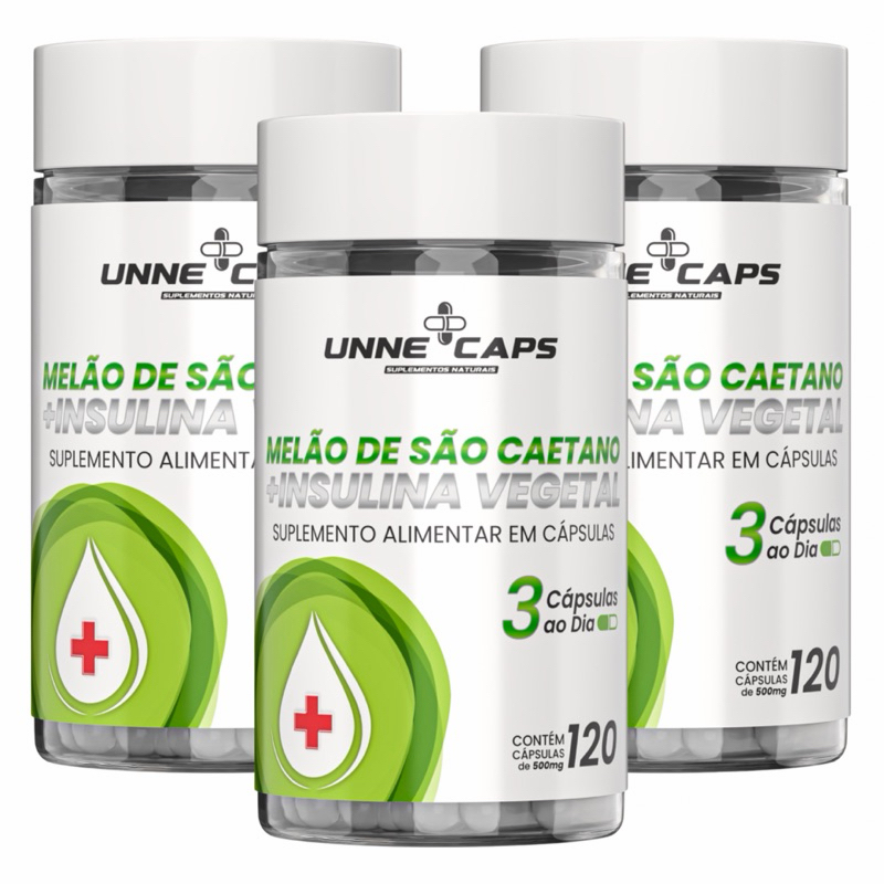 UNNE+CAPS - MELÃO SÃO CAETANO + INSULINA VEGETAL 100%NATURAL POTE COM 120 CAPSULAS DE 500mg