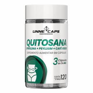 01 Quitosana (spirulina, Psylium e café verde) - UNNE+CAPS - 120 capsulas de 500mg em Oferta na Shopee
