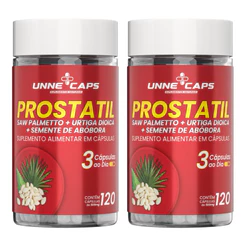 UNNE+CAPS - Próstatil - saw Palmetto + Urtiga Dióica + Semente de Abóbora 1. 2 e 3 frascos de 120 capsulas de 500mg