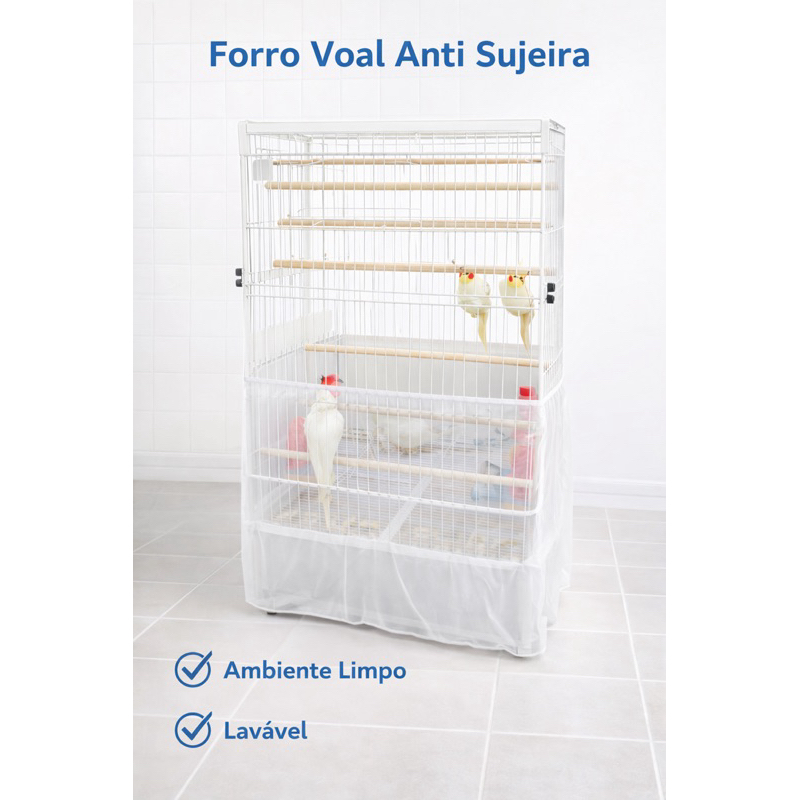 Forro Voal Anti Sujeira Para Gaiola/Viveiro Vários Tamanhos
