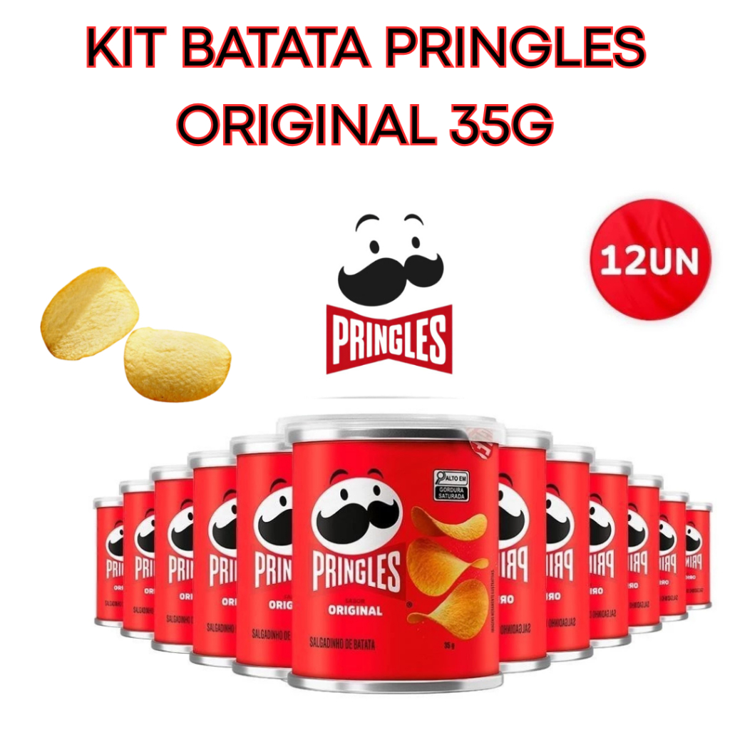 Kit Batata Pringles Original 35g c/ 12, 24 ou 36 Unidades