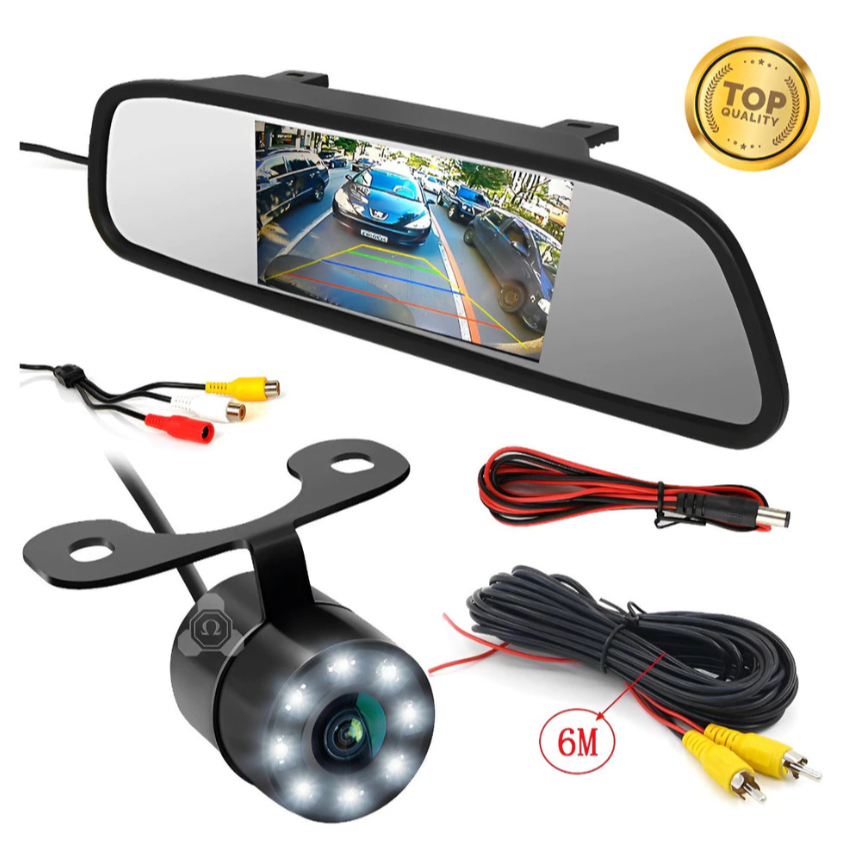 Câmera De Ré Automotiva Visão Nortuna + Tela Retrovisor Lcd em Oferta na Shopee