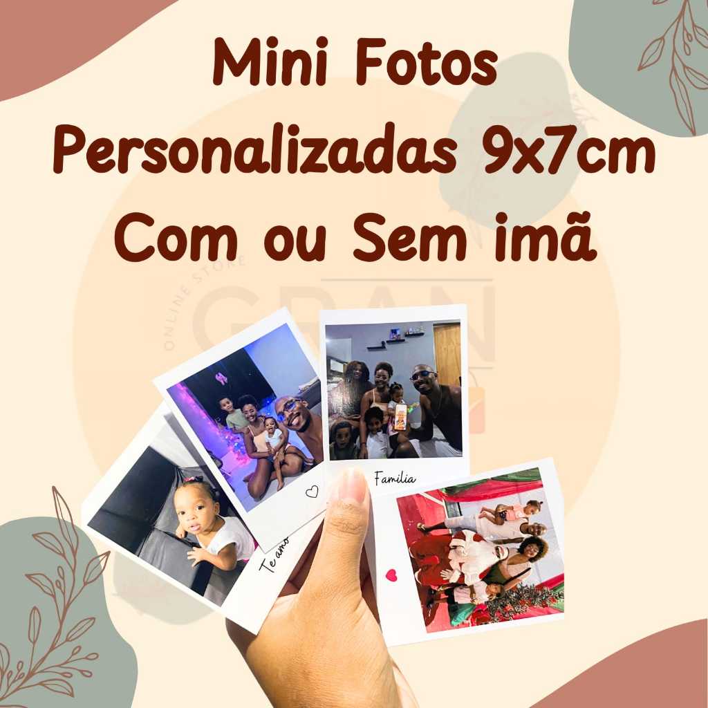 Mini Fotos Personalizadas 9x7 cm - Com imã/Sem imã e Com frase/Sem frase+ENVIO RÁPIDO
